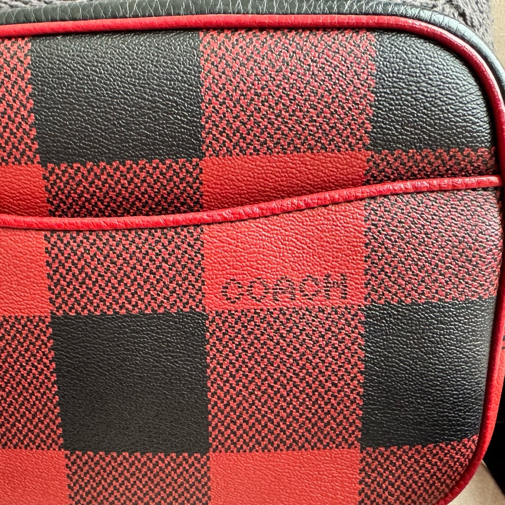 Coach Dempsey Camera Bag buffalo plaid print patch crossbody shoulder bag purse - Picture 5 of 15